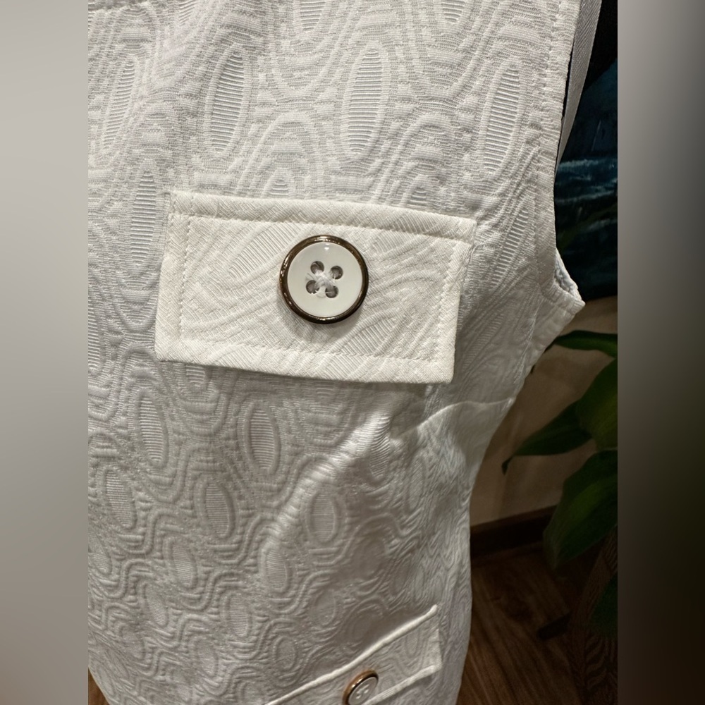 VTG Liz Claiborne White Textured Piqué Sheath Dress – Nautical Button Detail - Picture 7 of 11